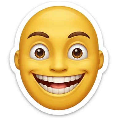 a smiling yellow face with very big teeth like the trivago guy sticker