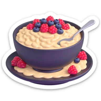 bowl of oatmeal porridge with honey and berries sticker