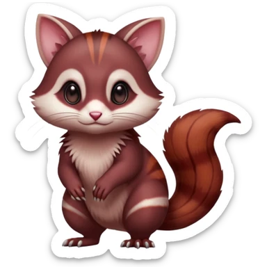 Dark Brownish red soft natural realistic romantic vintage antique divine beautiful elegant pretty precious cute young youthful  Fakémon-Pokémon-alien-Furret-feline-rodent-hybrid-creature (full body) sticker