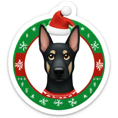 Black German Shepherd wearing Christmas sweater sticker