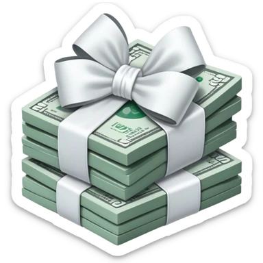 stack of money with baby White bow sticker