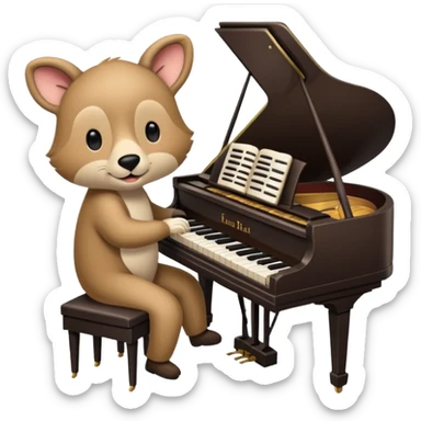 animal playing piano sticker