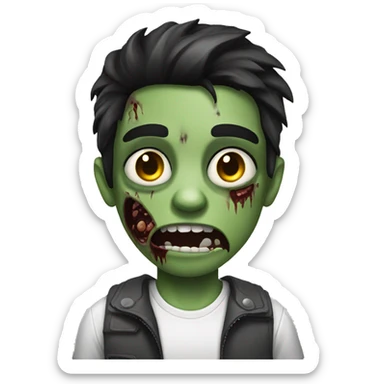 teen boy zombie with dark hair and white shirt sticker