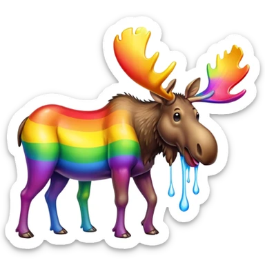 Moose puking rainbow sticker