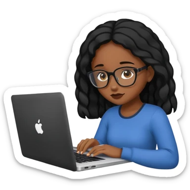 black pretty girl working hard on laptop sticker