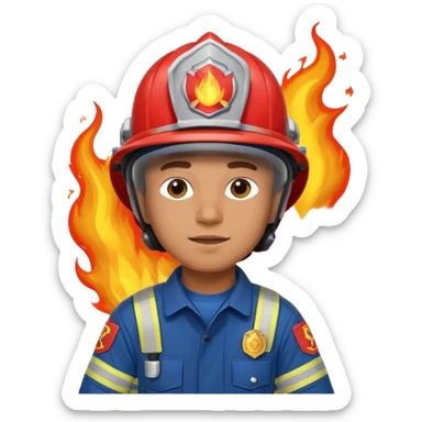 male firefighter on fire blue uniform sticker