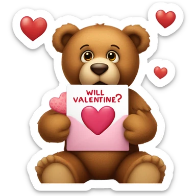 Teddy bear asking someone will you be my valentine sticker