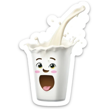 milk spilling from mouth sticker