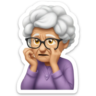 angry grandma can't hear cup her hand to her ear sticker