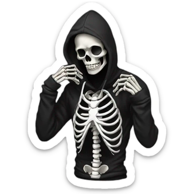 facepalm skeleton in black hoodie  sticker