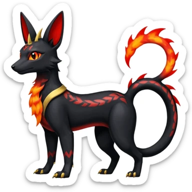Shiny 4-legged Umbreon-Anubis-Salandit-Zeraora-fusion, full body sticker