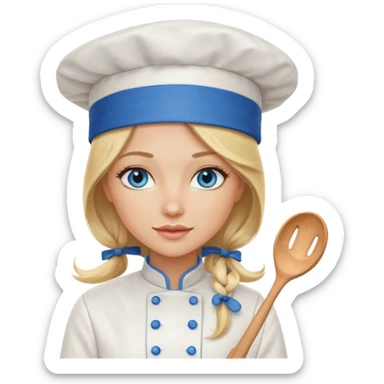 Sexy Long Blonde hair blue eyed female chef sticker
