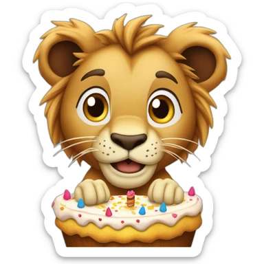 Lion de King jouet avec un gâteau d’anniversaire  sticker