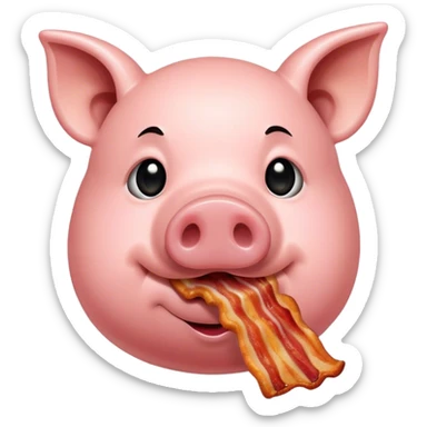 pig eating bacon sticker