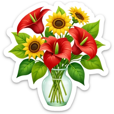 orchidee - sonnenblume - anthurienstrauss - ohne wase sticker