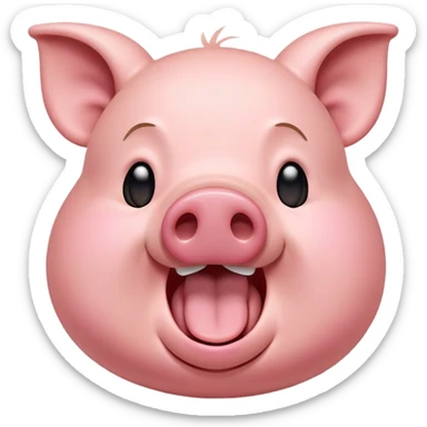 Cinematic Cute Yawning Pig Portrait Emoji, Head tilted slightly with a dramatic, wide-open yawn, showcasing a soft, smooth rosy-pink hide with droopy ears, round beady eyes barely open in drowsy contentment, Simplified yet irresistibly adorable features, highly detailed, glowing with a soft, cozy glow, high shine, relaxed yet expressive, stylized with a touch of whimsical charm, bright and endearing, soft glowing outline, capturing the essence of a sleepy yet affectionate pig, so drowsy it feels like it could stretch out of the screen and curl up for a nap! sticker