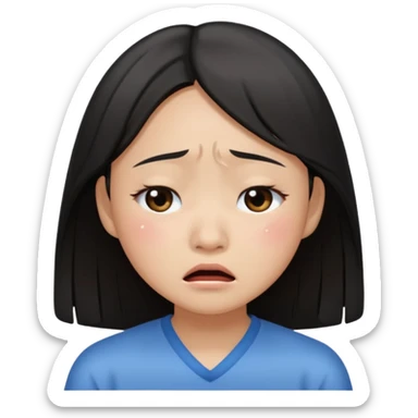 Crying asian girl with clean vibe sticker