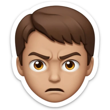 boy with brown hair brown eyes and he’s mad sticker