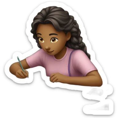 Girl studying in her decorated table  sticker