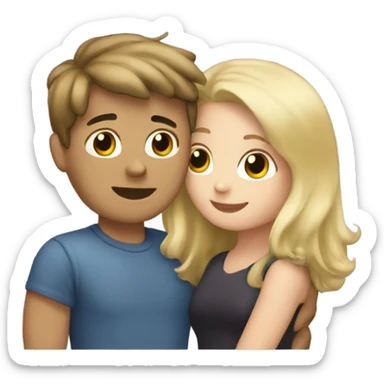 blonde boy hug brunette girl sticker