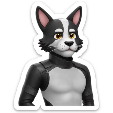 Furry posing in latex clothing sticker