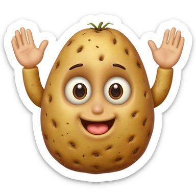 potato with eyes, nose, mouth, ears, hands, and feet sticker