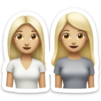two ASIAN girls with two blonde girls sticker