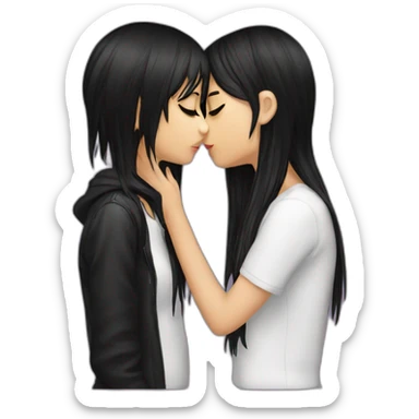 two emo girls kissing sticker