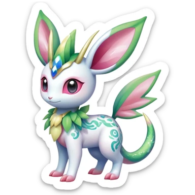 Shiny Exotic Cute Adorable Majestic Ethereal Sparkly Flygon-Sylveon-Leafeon-Shaymin-Hybrid-Creature with pattern-markings sticker