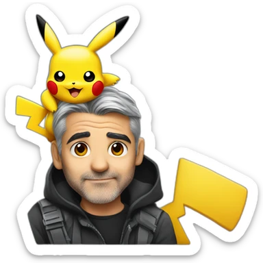 pikachu on George Clooney's shoulder sticker