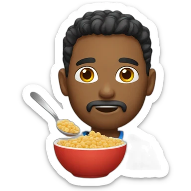 man eat cereal sticker
