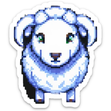 square blocky Minecraft style sheep sticker