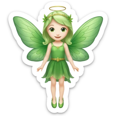 full body of little green fairy sticker