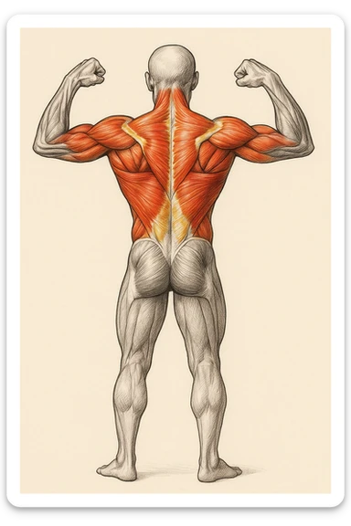 dorso attivo, fammi il dorso colorato e il resto del corpo bianco e nero anatomicamente su sfondo isolato sticker