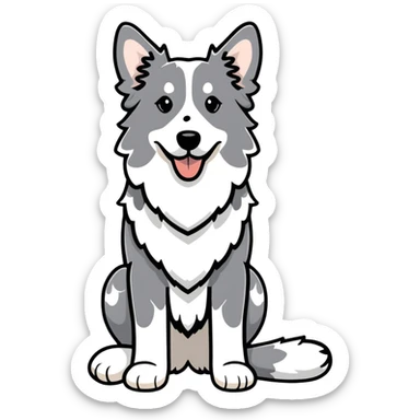 Grey spotted Merle Border Collie dog full body sticker
