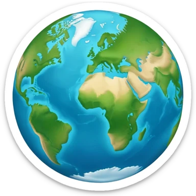 Earth globe with green continents clearly shaped to form the number 812 against blue oceans, iOS emoji style sticker