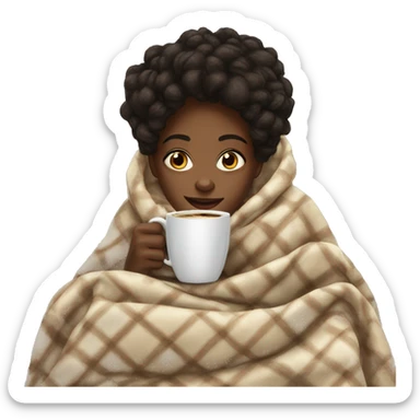 Black girl drinking coffee rapped in blanket sticker