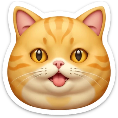 fat yellow confused kawaii cat open mouth and question mark signs on his head sticker