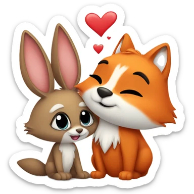 Bunny and fox in love sticker
