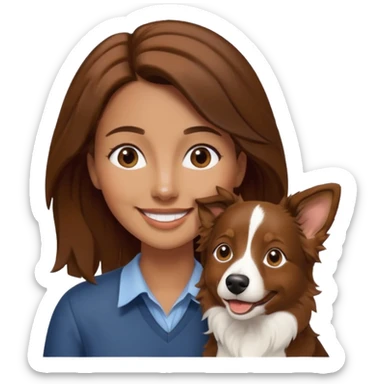 woman with border collie brown and white sticker