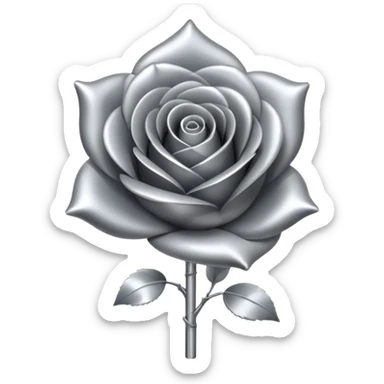 gray metal chrome rose, without green leaves, just flower sticker