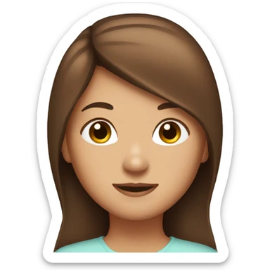 Make me a girl with long brown hair with brown eyes sticker