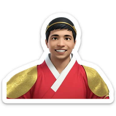 smiling boy in hanfu hat sticker