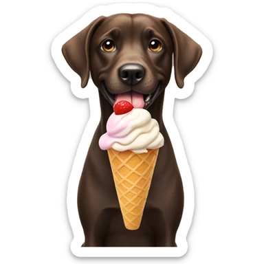 A dog eating an ice cream sticker