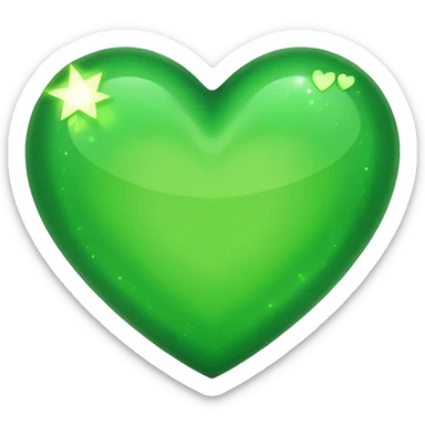 ios Green heart with sparkle sticker