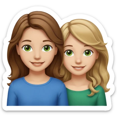 make me and my best friend togheter i have shoulder-lenght brown hair and light brown eyes and she has long wavy hair blonde/brown hair and green/blue eyes sticker