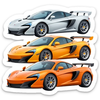 group of 4 sport cars, McLaren brand, emoji style sticker