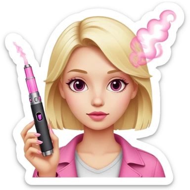 blond girl with a pink vape sticker