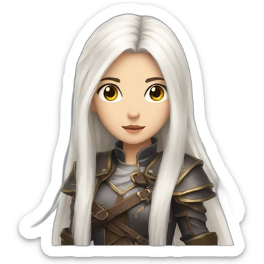 rpg girl with long straight white hair sticker
