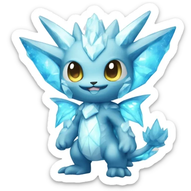 a anthro crystallized chibi-style rock-type-ice-type Fakémon-hybrid full body sticker